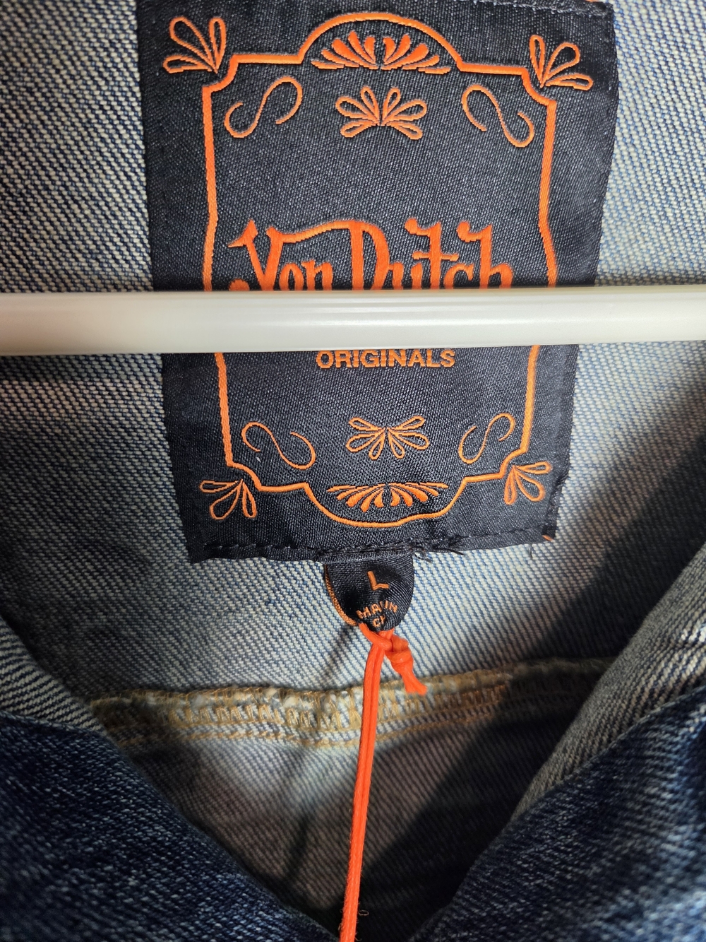 Von Dutch Blue Denim Patchwork Jacket with Orange Tag - Picture 6 of 11